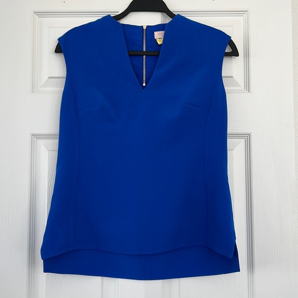 Royal Blue Ted Baker Sleeveless V Neck Blouse - Picture 1 of 3